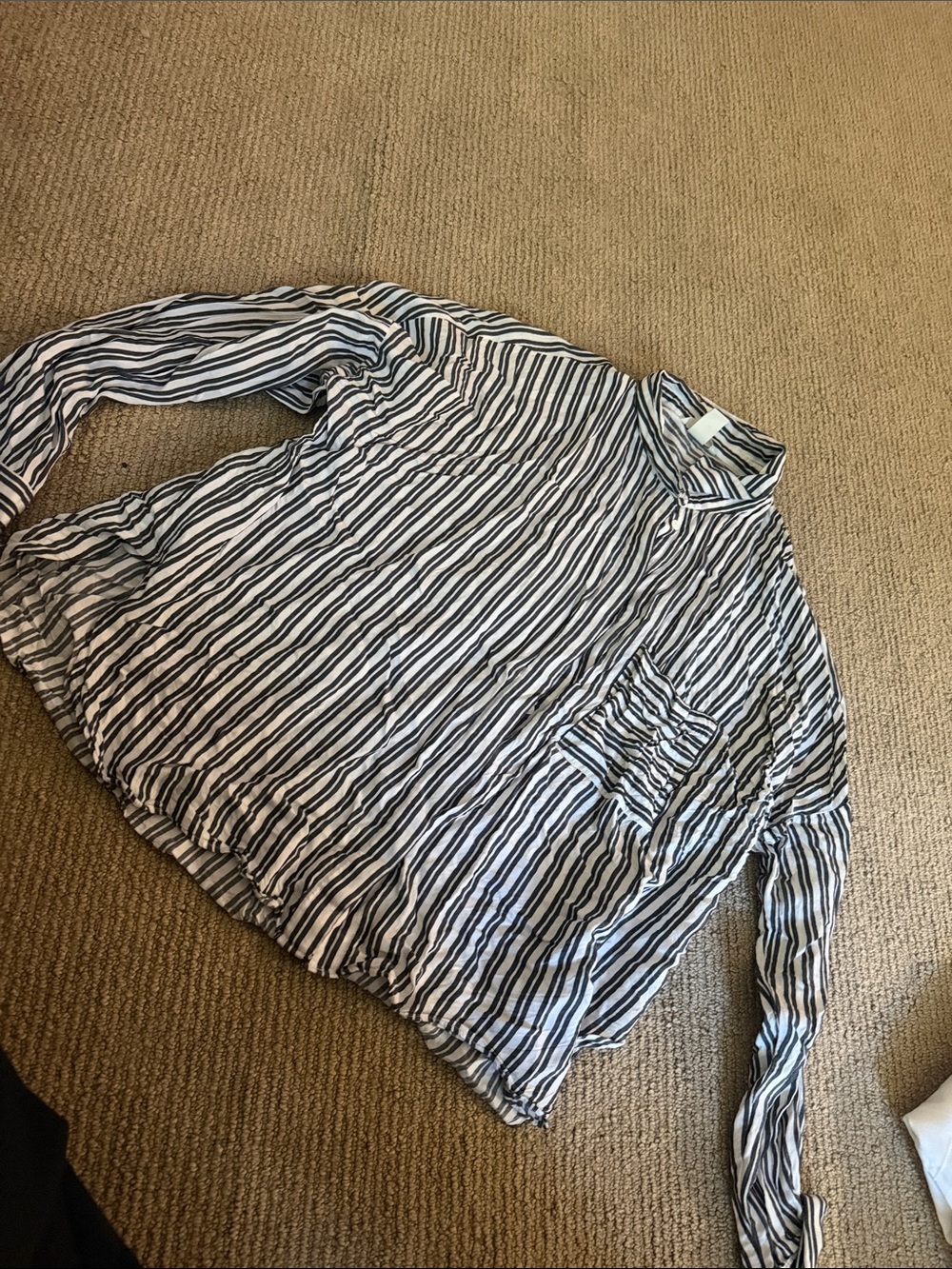 H&M Black and White Striped Button-Down Top
